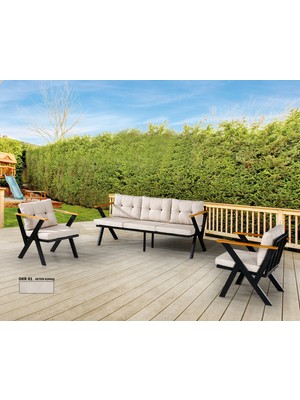 Dekoroom's 3+1+1 Zeta Bahçe Takımı, Balkon, Bahçe, Cafe Mobilyası, Süngerli Metal Çay Seti