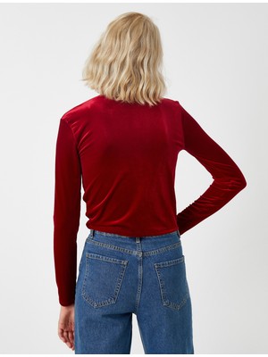 Koton Büzgülü Crop Tişört Uzun Kollu