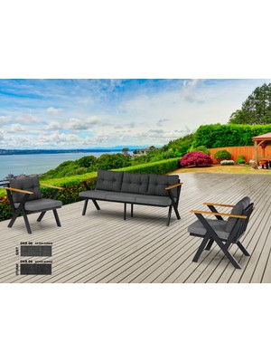 Dekoroom's 3+1+1 Zeta Bahçe Takımı, Balkon, Bahçe, Cafe Mobilyası, Süngerli Metal Çay Seti