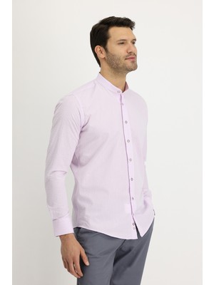 Kiğılı Uzun Kol Hakim Yaka Regular Fit Çizgili Gömlek