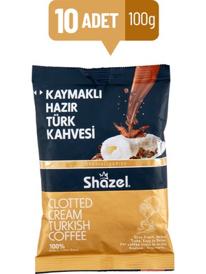 Shazel Kaymaklı Hazır Türk Kahvesi 100 gr X10 Lezzetli ve Pratik Hazırlama İmkanıyla