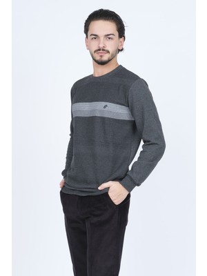 Rey Polo Erkek Bisiklet Yaka Desenli Triko Sweat 6743617 Siyah