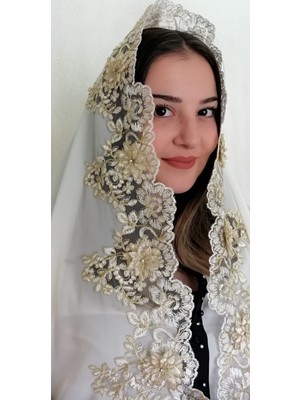Lady Rio Mevlitşali,mevlüt Şalı,fransız Dantelli Güpürlü Mevlüt Örtüsü,3 Boyutlu Mevlit Örtüsü