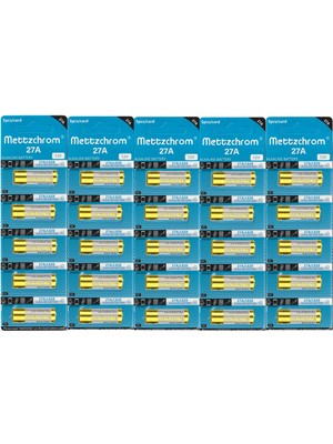 Mettzchrom 27A 12V Alkalin Pil 50 Adet Oto ve Kapı Kumanda Pili