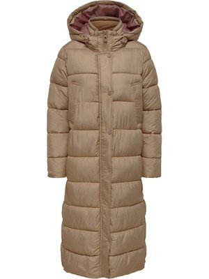 Only Onlcammie X- Long Quilted Coat Otw Kadın Günlük Mont 15267338-TIGERS-EYE Krem