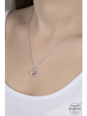925 Gümüş Swarovski Crystal Melek  925 Ayar Gümüş Kolye