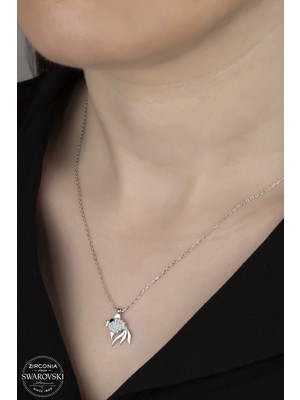 925 Gümüş Swarovski Crystal Balık  925 Ayar Gümüş Kolye