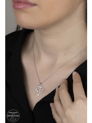 925 Gümüş Swarovski Crystal Melek  925 Ayar Gümüş Kolye