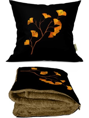 Caisya Home Sonbahar Desenli Opsiyonel Battaniyeli Yastık 38 x 38 cm