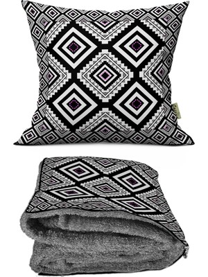 Caisya Home Modern Etnik Desenli Opsiyonel Battaniyeli Yastık 38 x 38 cm