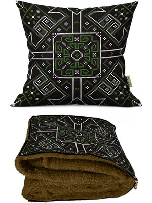 Caisya Home Etnik Desenli Opsiyonel Battaniyeli Yastık 38 x 38 cm