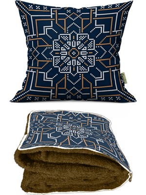 Caisya Home Etnik Desenli Opsiyonel Battaniyeli Yastık 38 x 38 cm