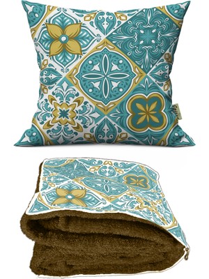 Caisya Home Modern Desenli Opsiyonel Battaniyeli Yastık 38 x 38 cm