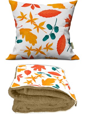 Caisya Home Meşe Palamudu Desenli Opsiyonel Battaniyeli Yastık 38 x 38 cm