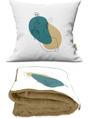 Caisya Home Modern Silüet Desenli Opsiyonel Battaniyeli Yastık 38 x 38 cm