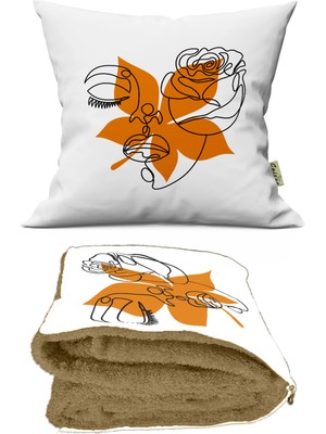 Caisya Home Sonbahar Kadını Desenli Opsiyonel Battaniyeli Yastık 38 x 38 cm