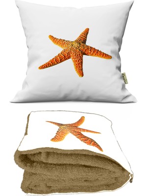 Caisya Home Deniz Yıldızı Desenli Opsiyonel Battaniyeli Yastık 38 x 38 cm