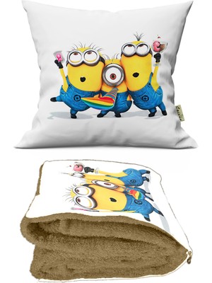 Caisya Home Minyonlar Desenli Opsiyonel Battaniyeli Yastık 38 x 38 cm