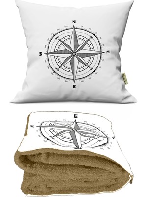 Caisya Home Pusula Desenli Opsiyonel Battaniyeli Yastık 38 x 38 cm