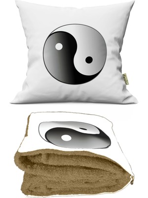 Caisya Home Ying Yang Desenli Opsiyonel Battaniyeli Yastık 38 x 38 cm