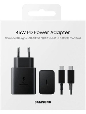 Samsung EP-T4510X Type-C Süper Hızlı Şarj Cihazı 45W Siyah