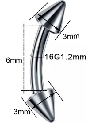 Bylin Cerrahi Çelik Silver Spaky Rook, Snog, Dil, Kaş Muz Piercing