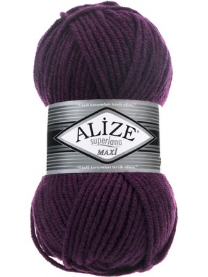 Alize Superlana Maxi %25 Yün - %75 Akrilik / 100 gr - 100 M  Atkı Bere Örmek Için 111 Mürdüm