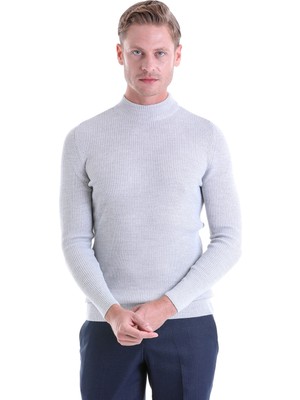 Hatemoğlu Gri Regular Fit Düz Balıkçı Yaka Klasik Yün Triko Kazak