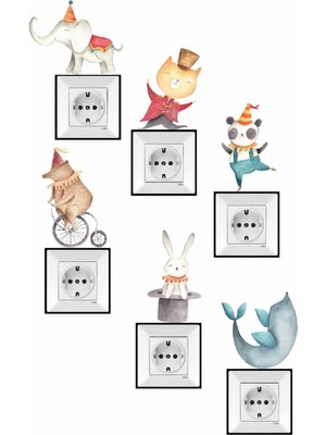 Kt Grup Sirk Hayvanları 6'lı Priz Sticker Seti