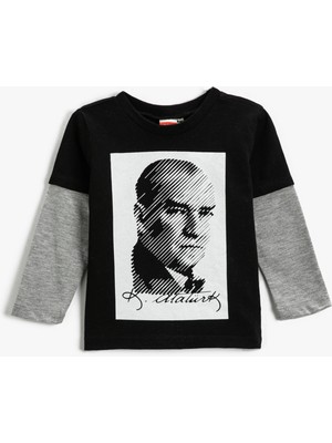 Koton Atatürk Baskılı Tişört Uzun Kollu