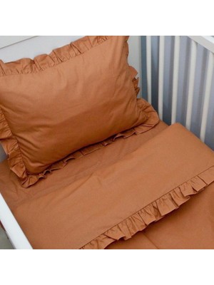 Ebabynest Düz Renk Serisi Kahve Fırfırlı Nevresim Takımı