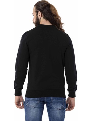 Cipo & Baxx CL515 Kartal Desenli Siyah Kalın Sweatshirt