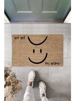 Dormot Home Siyah Smile Sevinç ve Hüzün Kapı Önü Paspası