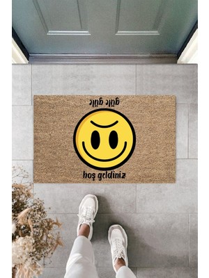 Dormot Home Modern Dijital Baskı Smile Sevinç ve Hüzün Kapı Önü Paspası