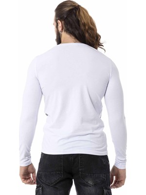 Cipo & Baxx CL511 Yüzük Baskılı Beyaz Sweatshirt