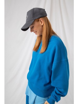 Gothamvibes Kadın Vibe Oversize Mavi Sweatshirt