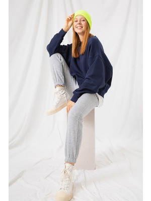 Gothamvibes Kadın Vibe Oversize Lacivert Sweatshirt