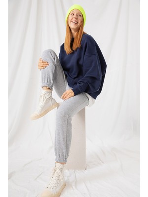 Gothamvibes Kadın Vibe Oversize Lacivert Sweatshirt