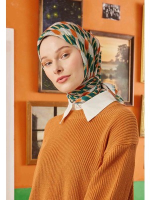Fresh Scarfs Abstract Lınes Desen Eşarp Turuncu