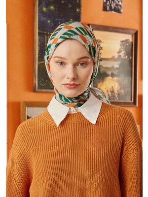 Fresh Scarfs Abstract Lınes Desen Eşarp Turuncu