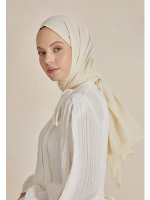 Fresh Scarfs Taşlanmış Organik Şal Ekru