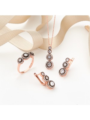 Siset Gümüş 925 Ayar Tria( Üç Taşlı) Elmas Montür Gümüş Üçlü Set