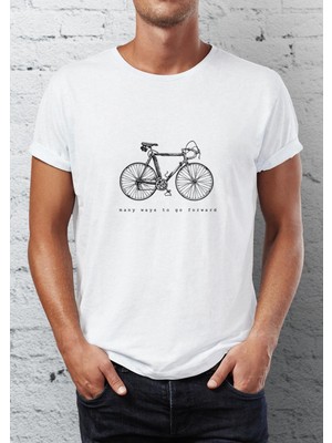 Blah Bisiklet Baskılı Bisiklet Yaka Erkek Tişört