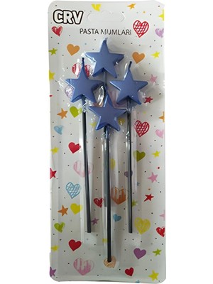 Çıtı Pıtı Store 4'lü Pasta Mum Mavi Yıldız