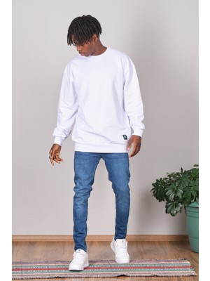 Kronik Beyaz Düz Oversize Sweat