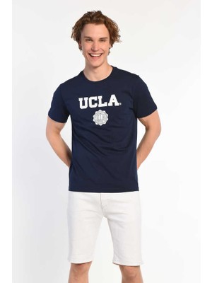 Ucla GAYLEY Lacivert Bisiklet Yaka Baskılı %100 Pamuk Standard Fit Erkek Tshirt