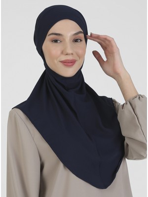Ecardin Krep Kemerli Türban - Lacivert - Ecardin