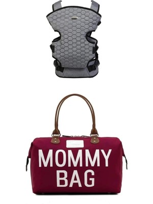 Lui Tasarım Mommy Bag Anne Bebek Bakım Çantası Termal Biberonlu ve Anne Bebek Taşıma Kanguru