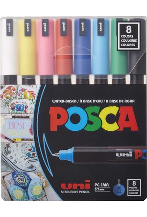 Marcador Uni POSCA MR 0.7mm x8 Colores Pastel