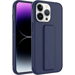 Kzy Apple iPhone 14 Pro Max Kapak Standlı El Tutacaklı Silikon Kılıf - Lacivert